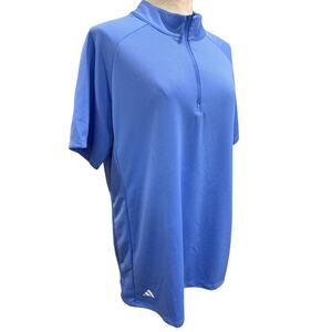 1X Adidas Womens New Short Sleeve Golf Polo 1/4 Zip Blue Fusion HS8954